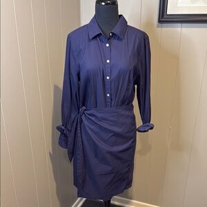 UNTUCKit Women’s 12 Classic Long Sleeve Wrap Dress in Deep Blue